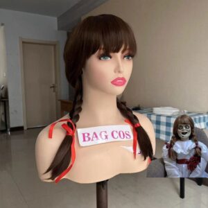 Wig Cosplay Wig Annabelle wig Costume Wig braided WIG long brown wig straight wig with bangs for women girls Heat Resistant Synthetic wig