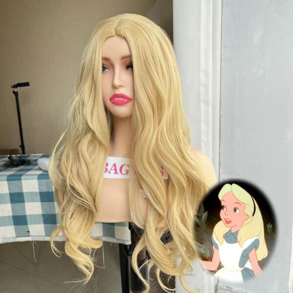 Wig Cosplay Wig Alice in Wonderland wig Costume Wig Middle part long blonde wavy wig for women girls Heat Resistant Synthetic Hair
