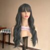 Long Gray wavy wig with bangs - Image 3