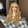 Wig Sleeping Beauty Aurora Wig Synthetic Wig Cosplay Wig Costume Wig long blonde wavy wig with bangs for women girls - Image 6