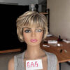 Short Curly Highlights blonde wigs - Image 9