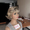 Short Curly Highlights blonde wigs