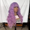 Purple Long Wavy Synthetic Wig with Bangs For Women - Image 7