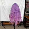 Purple Long Wavy Synthetic Wig with Bangs For Women - Image 4