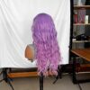 Purple Long Wavy Synthetic Wig with Bangs For Women - Image 3