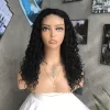 20" WIG human hair blend wig lace front wig  middle part curly wig for black women