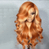Ginger Orange Wig with Blonde Highlights Lace Front Wig Human Hair 13x4 Transparent Lace Front Human Hair Wigs Body Wave 180%